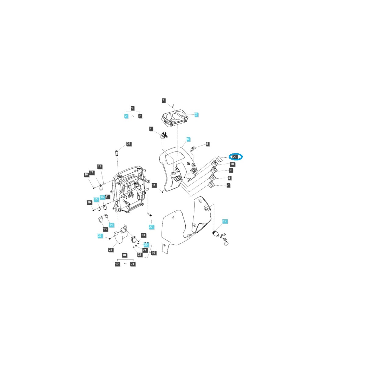 Couvercle de trou d'interrupteur - Tracteur TRG750 / LS / 40032534