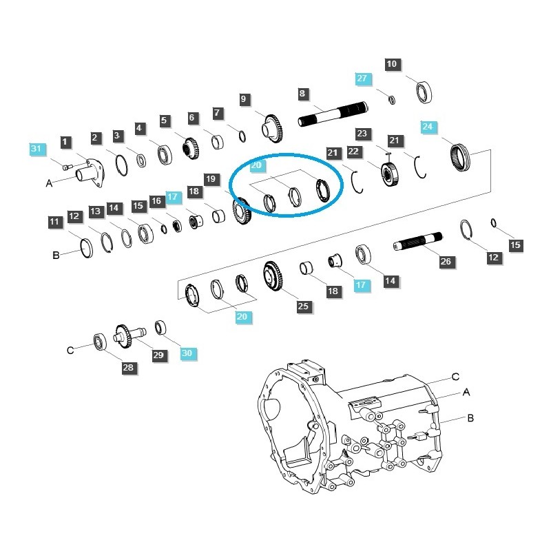 joints toriques - Bague de synchronisation de vitesse, double A5002125 / TRG281 / 40007796