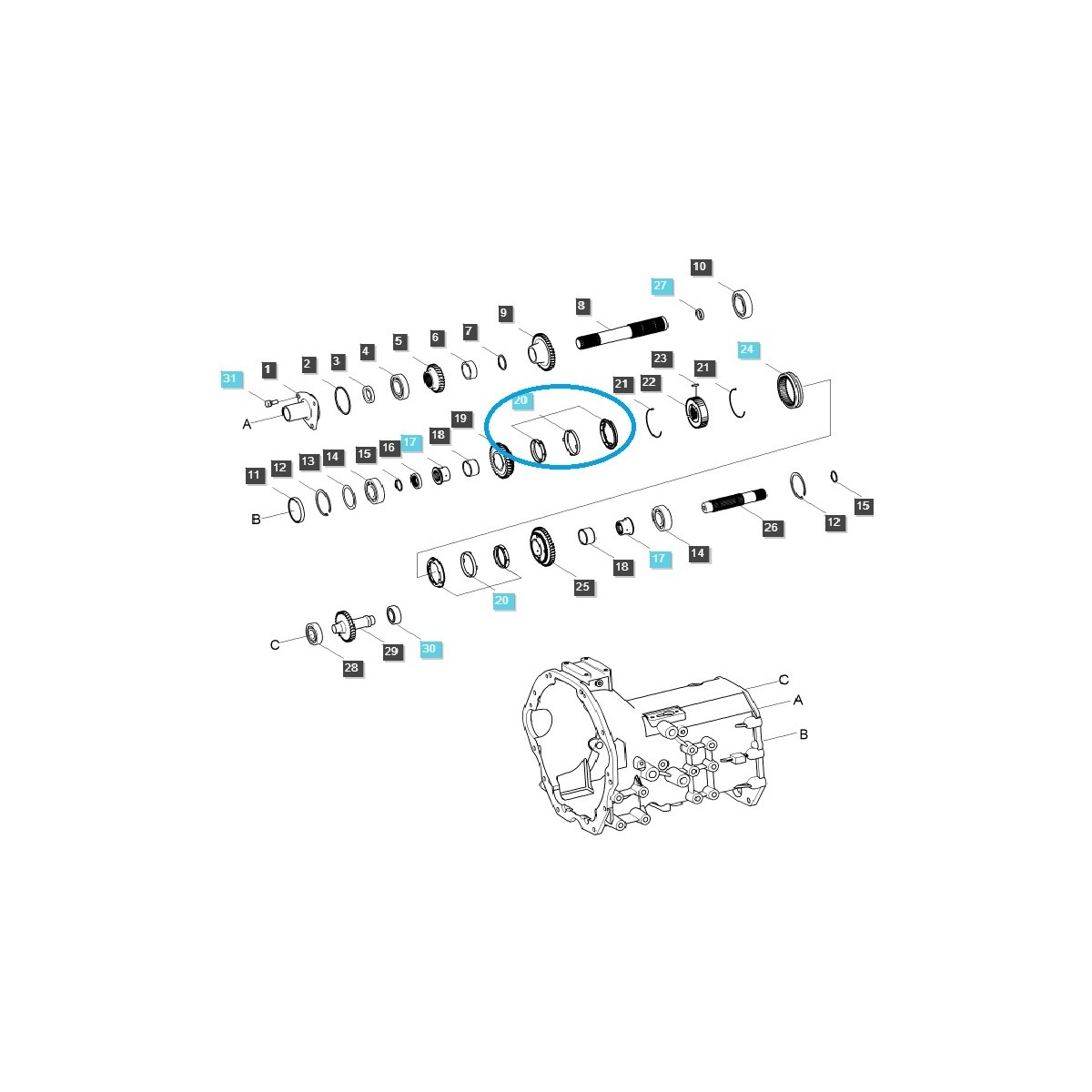 Bague de synchronisation de vitesse, double A5002125 / TRG281 / 40007796