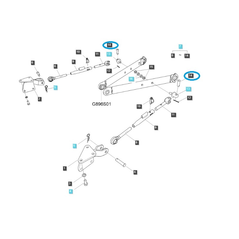 parts for ls - Linkage arm pin / TRG896 / LS Tractor / 40185295