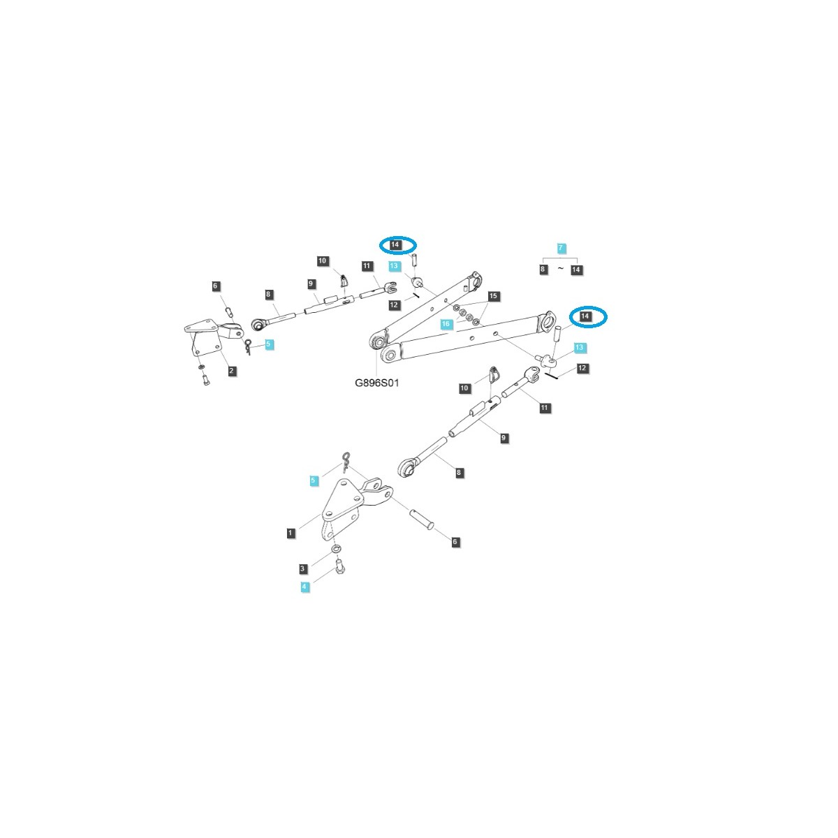 Pasador del brazo de enlace / TRG896 / Tractor LS / 40185295