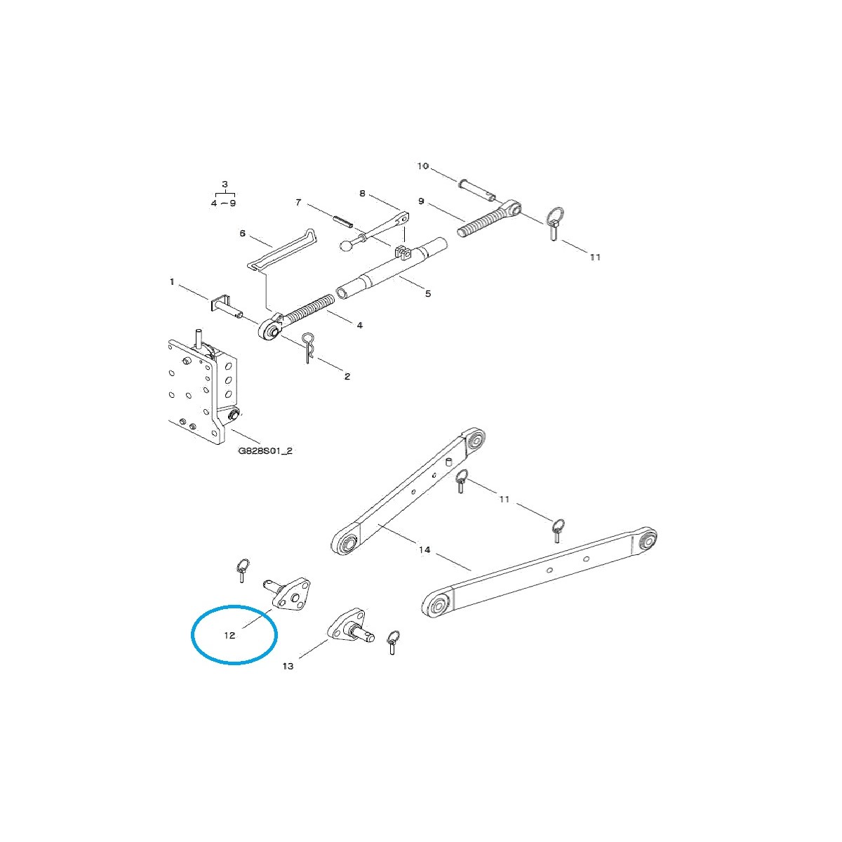 Lower Hitch Pin - Right A1896487 / TRG896 / LS Tractor / 40010254