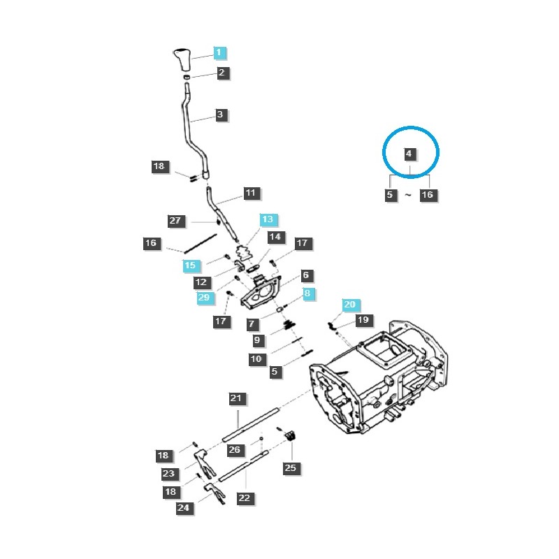 transmission - Mécanisme de changement de vitesse G292 / A1292271 / Tracteur LS / 40032418