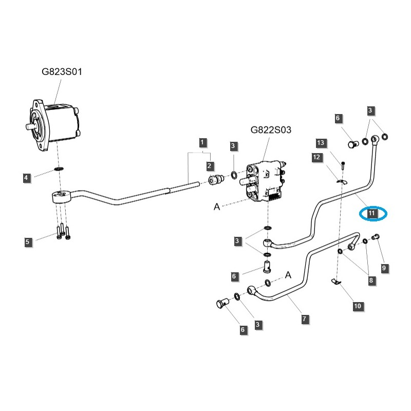 przewody  - Przewód hydrauliczny / TRG823 / LS Tractor  / 40032578 / A1823613