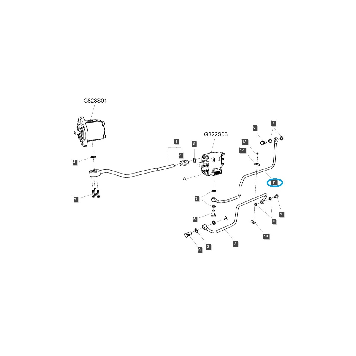 Hydraulikschlauch / TRG823 / LS Traktor / 40032578 / A1823613