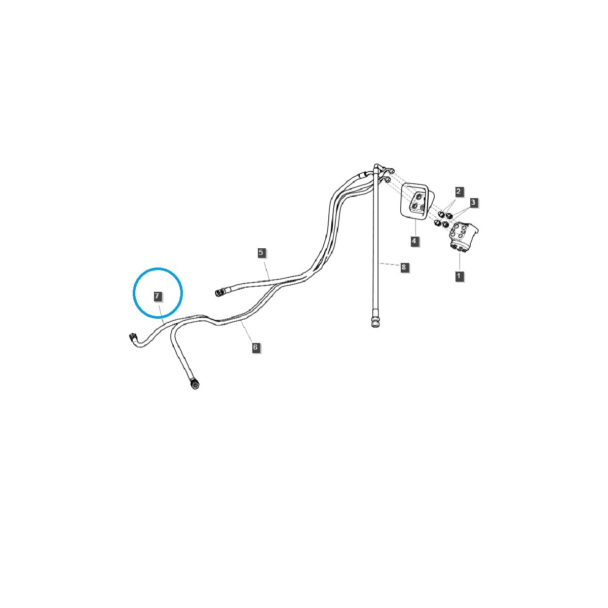 Manguera hidráulica derecha / TRG630 / Tractor LS / 40266752