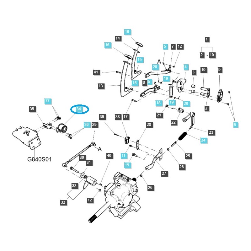 sistema de manejo - Elektromagnes tempomatu / TRG750 / LS Tractor / nr 40007042 / A1750280