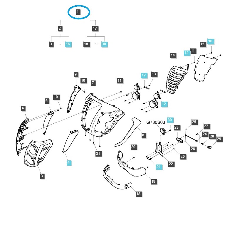 elementy karoserii  - Atrapa - grill kompletny T3-EU-SB-XR-G830 / LS Tractor / 40369592