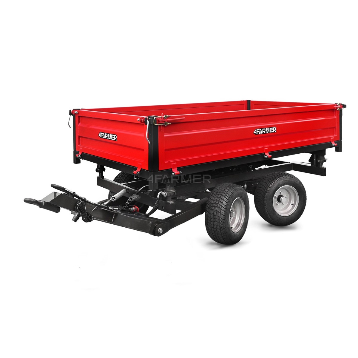 Przyczepa rolnicza dwuosiowa 2,5T z kiprem i skrętną osią 4FARMER