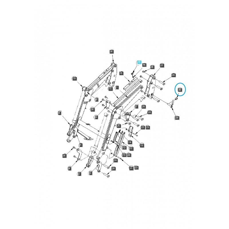díly pro ls - Závlačka s kroužkem zajišťujícím zajišťovací čep nakladače / LS Tractor / 40228656