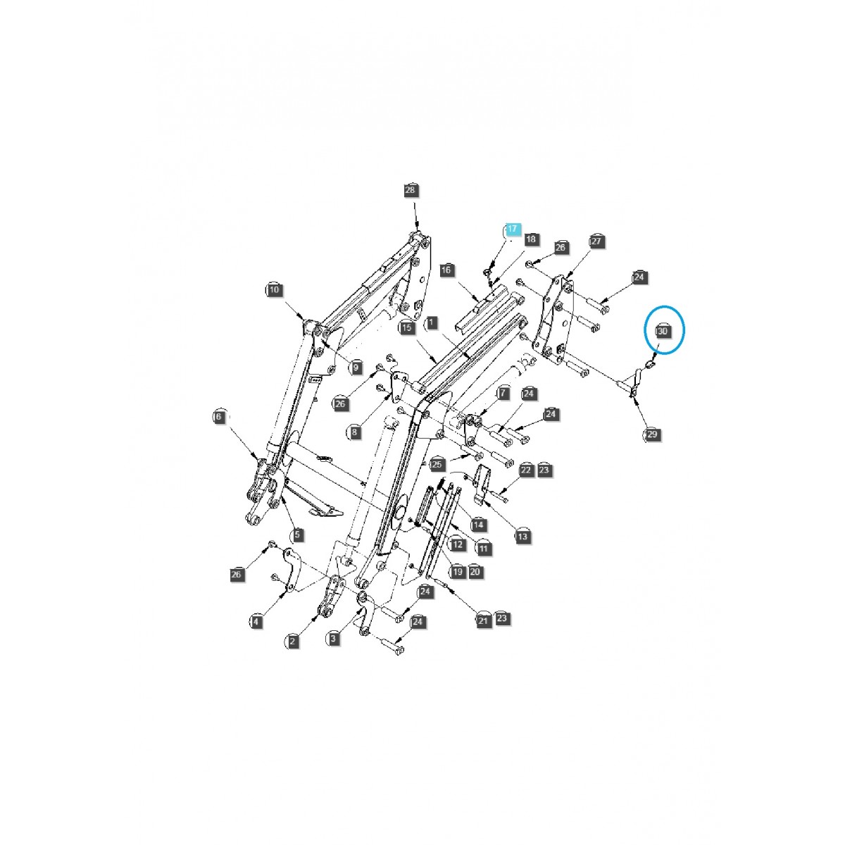 Goupille fendue avec anneau de fixation de la goupille de verrouillage du chargeur / Tracteur LS / 40228656