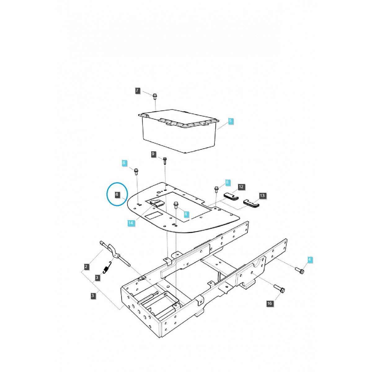 Plaque de batterie TRG210 / Tracteur LS / 40279719