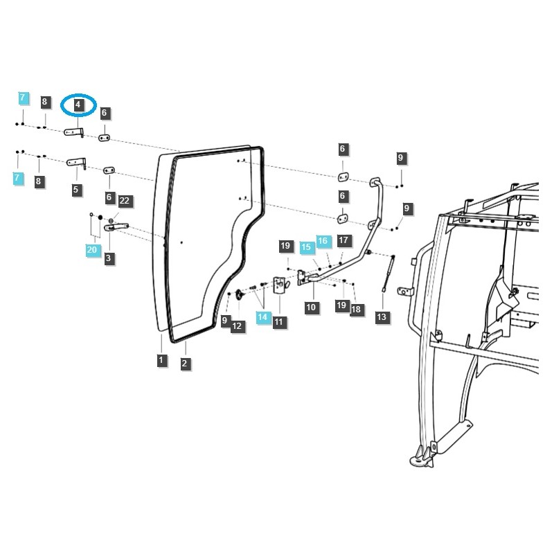 pièces de carrosserie - Charnière de porte de cabine supérieure droite / LS MT1.25 / TRG862 / 40383344
