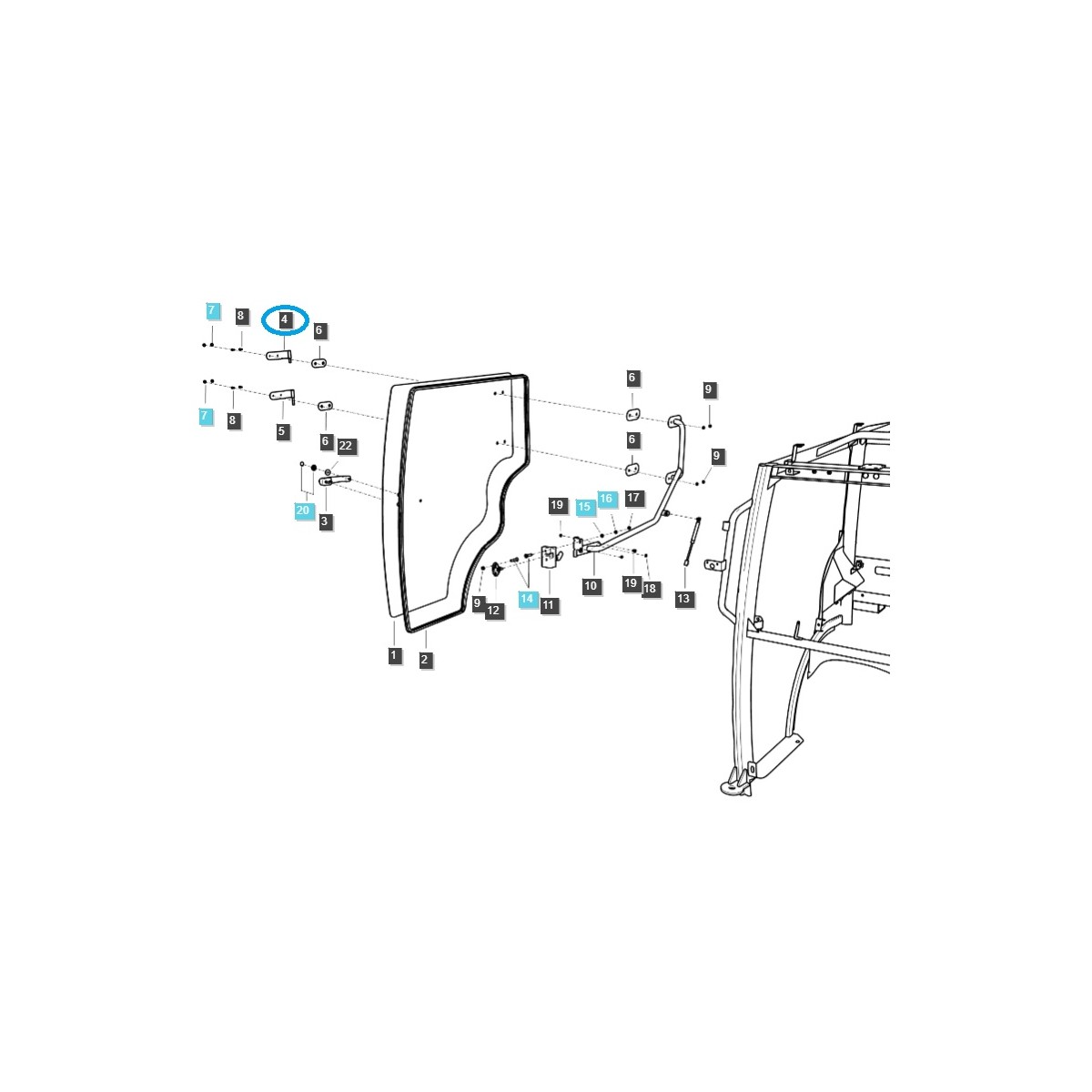 Pánt dverí kabíny horný pravý / LS MT1.25 / TRG862 / 40383344