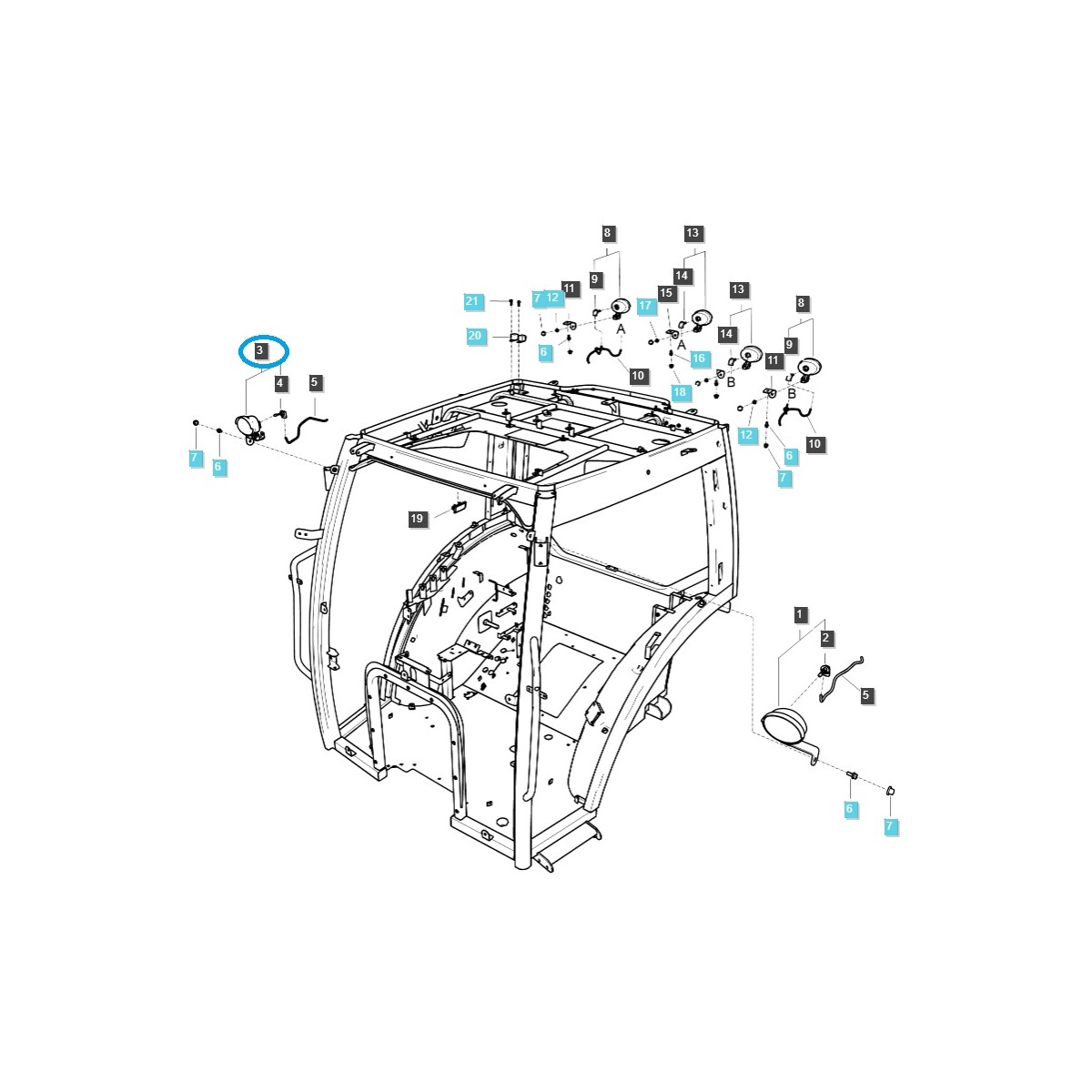 Rechter vorderer Arbeitsscheinwerfer / TRG760 / LS MT5 / Nr. 40313853