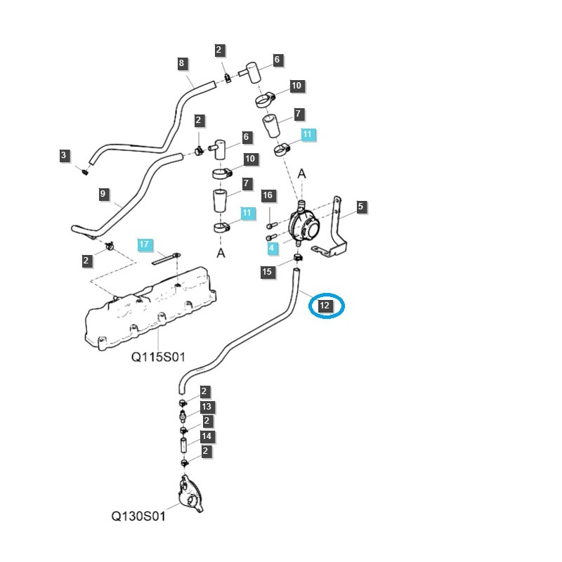 silnik  - Przewód odmy skrzyni korbowej / EGQ300 / LS Tractor / 40414577