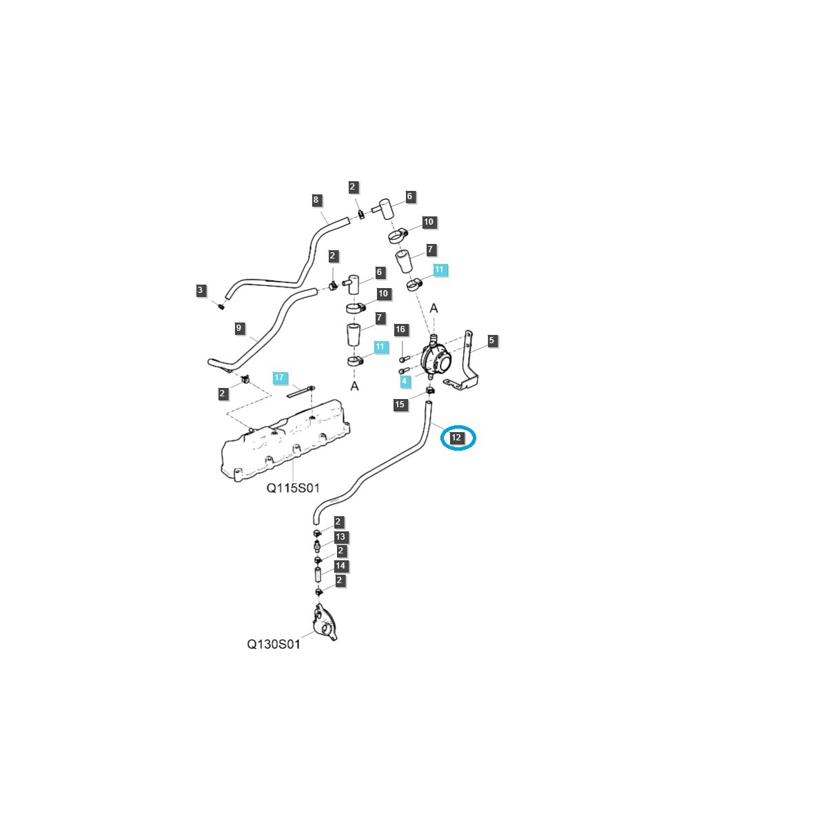 Tuyau de ventilation du carter / EGQ300 / Tracteur LS / 40414577