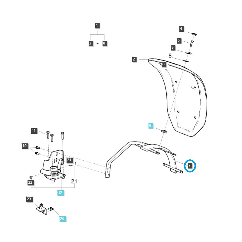 pièces de carrosserie - copy of Support de garde-boue/bavette/TRG870/LS Tracteur/n° 40195713
