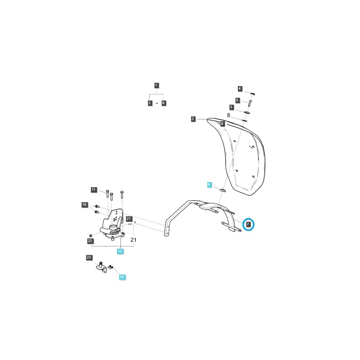 copy of Support de garde-boue/bavette/TRG870/LS Tracteur/n° 40195713