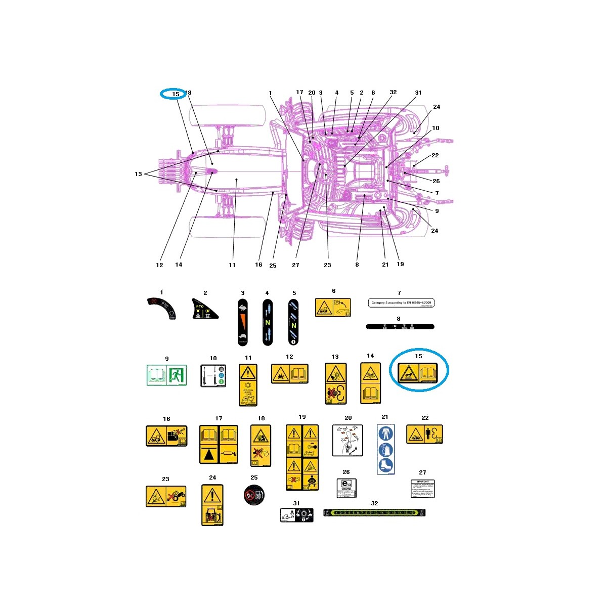 Informační nálepka o horkém povrchu / TRG980 / Traktor LS / 40281689