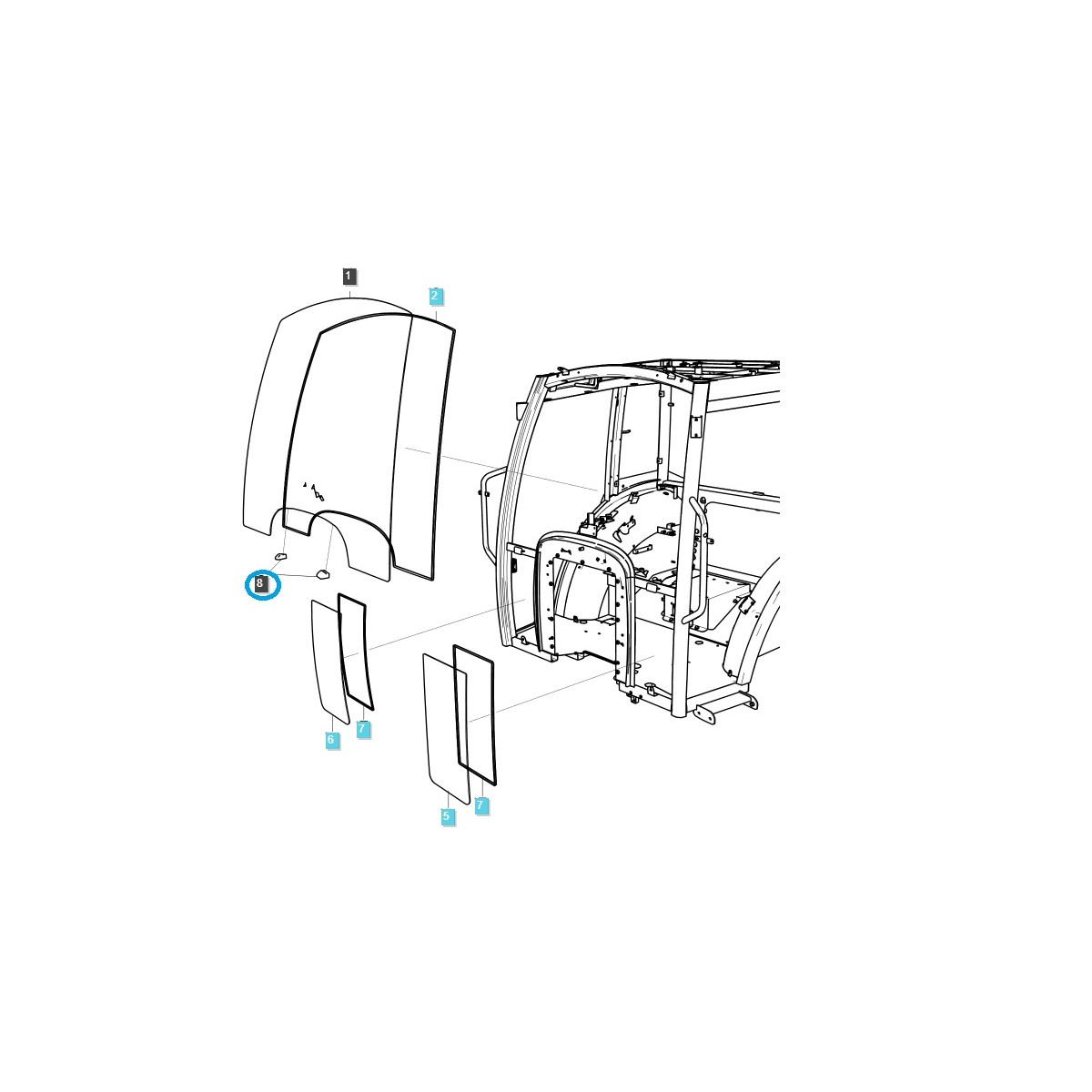 Front Cabin Windshield Shock Absorber / TRG863 / LS Tractor / No. 40541121