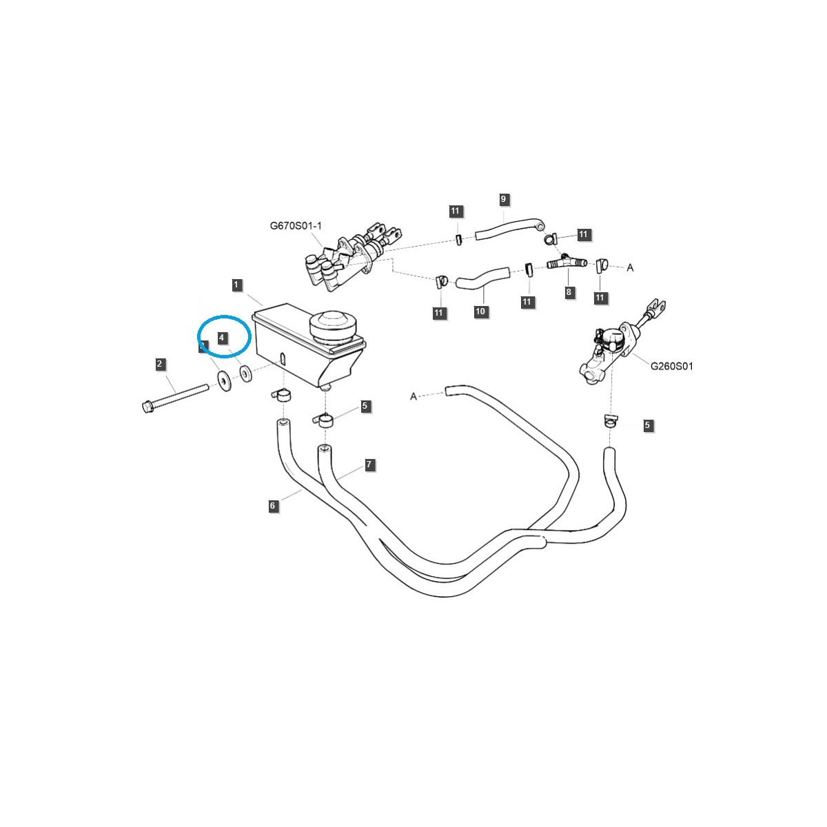 Gummischeibe - Abdichtung, Bremsflüssigkeitsbehälter TRG670 / LS Traktor / 40030343