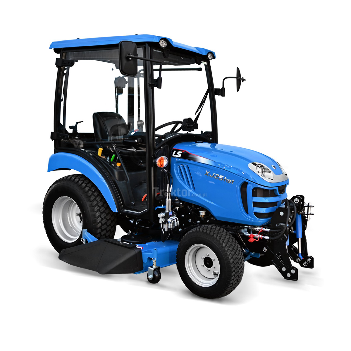 Traktor LS XJ25 HST 4x4 - 24,4 HP / TRÁVNÍK / KABINA + sekačka LS LM1160.1 + přední závěs 4FARMER