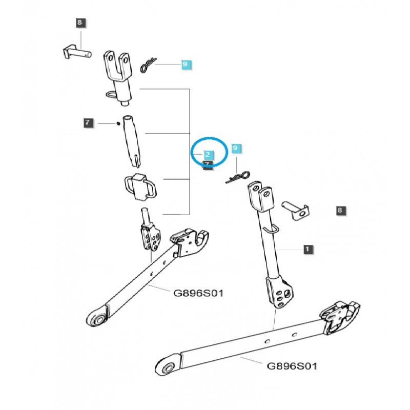 kleiderbügel - Einstellbare Dreipunkt-Stabstabilisierungsstange / (RH) G896 / LS Traktor / 40008025