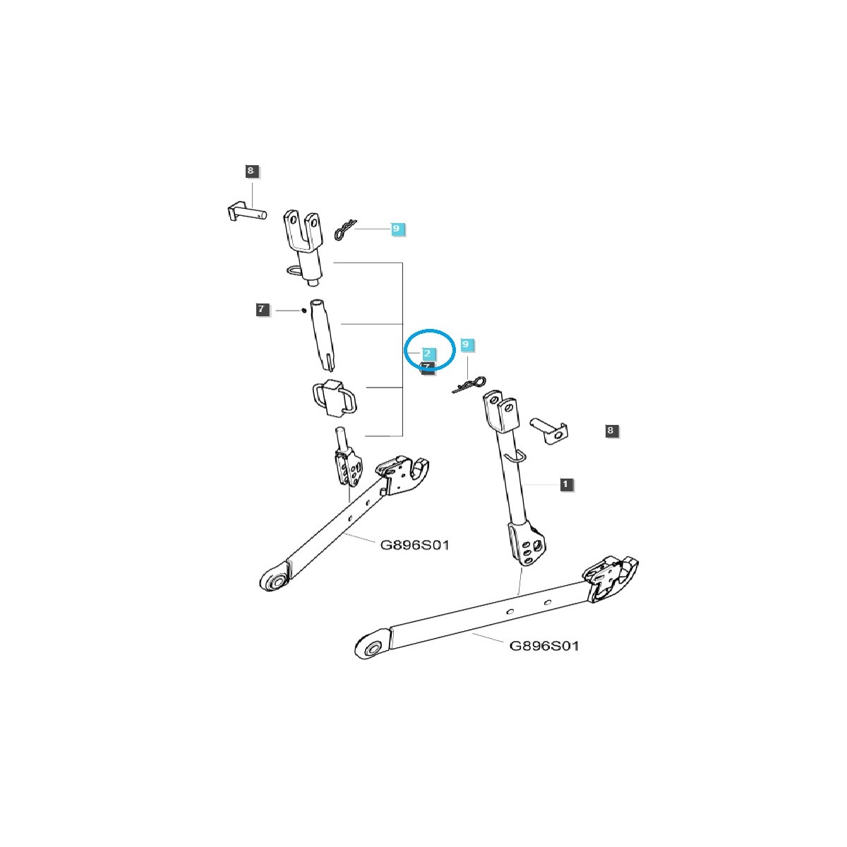 Attelage de stabilisation à trois points réglable / (RH) G896 / Tracteur LS / 40008025