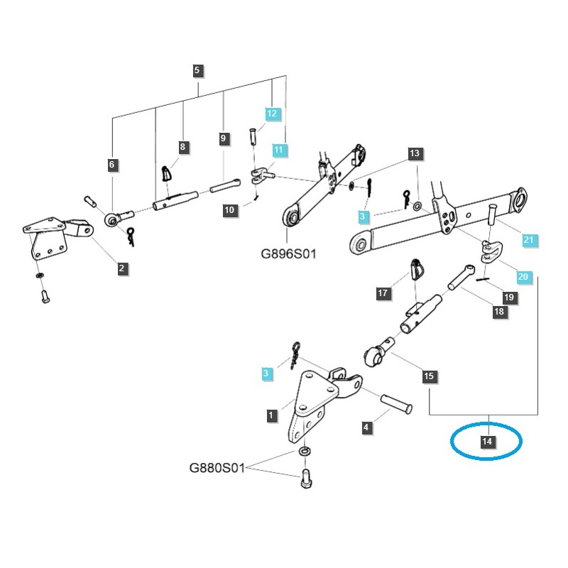 cintres - Barre de stabilisation pour bras d'attelage 3 points / G896 / Tracteur LS / 40008063