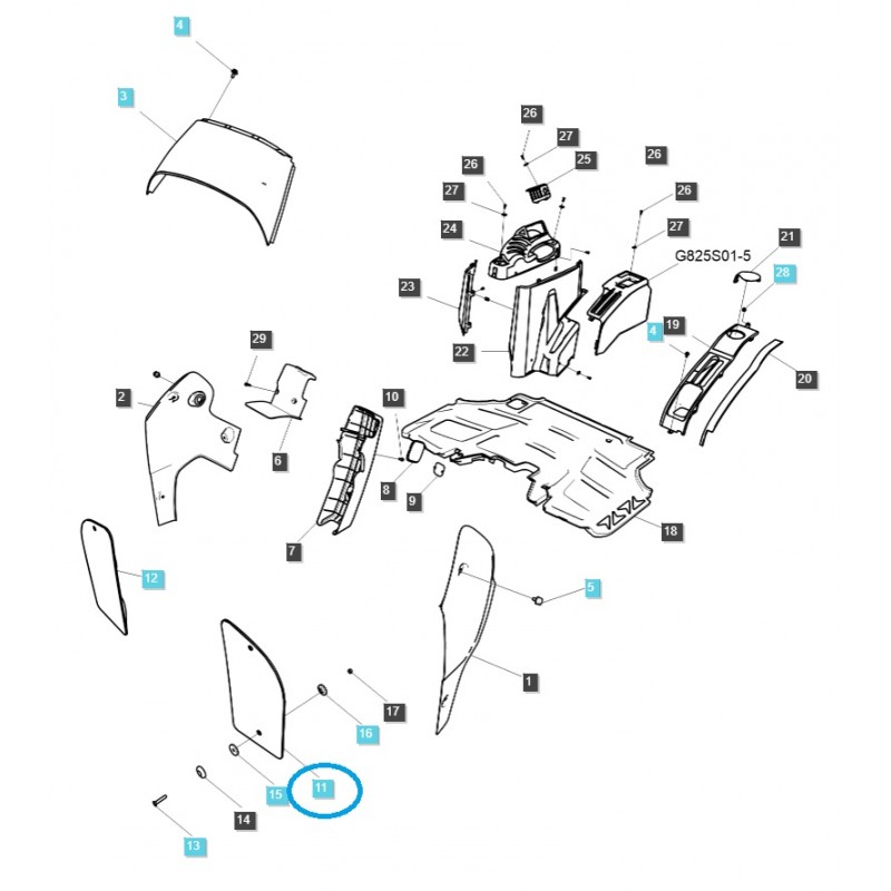 partes de carrocería - Cristal de ventana delantera inferior izquierda / TRG864 / Tractor LS / 40430045