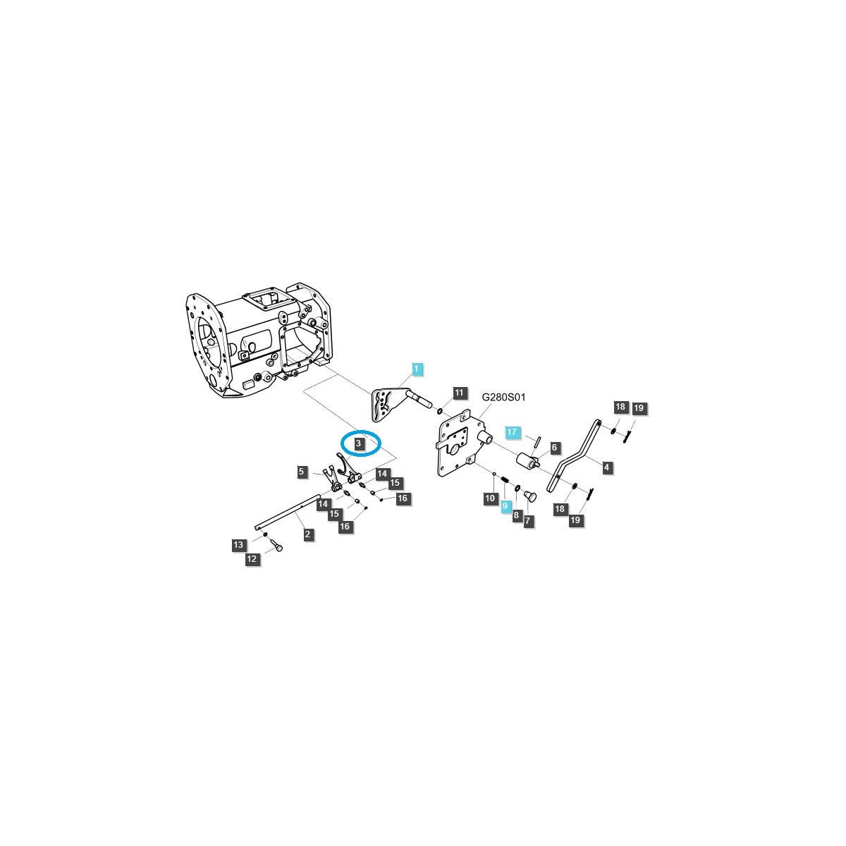Vidlice pro řazení převodových stupňů/rozsahů (1-3) / TRG291 / LS Tractor 40009190