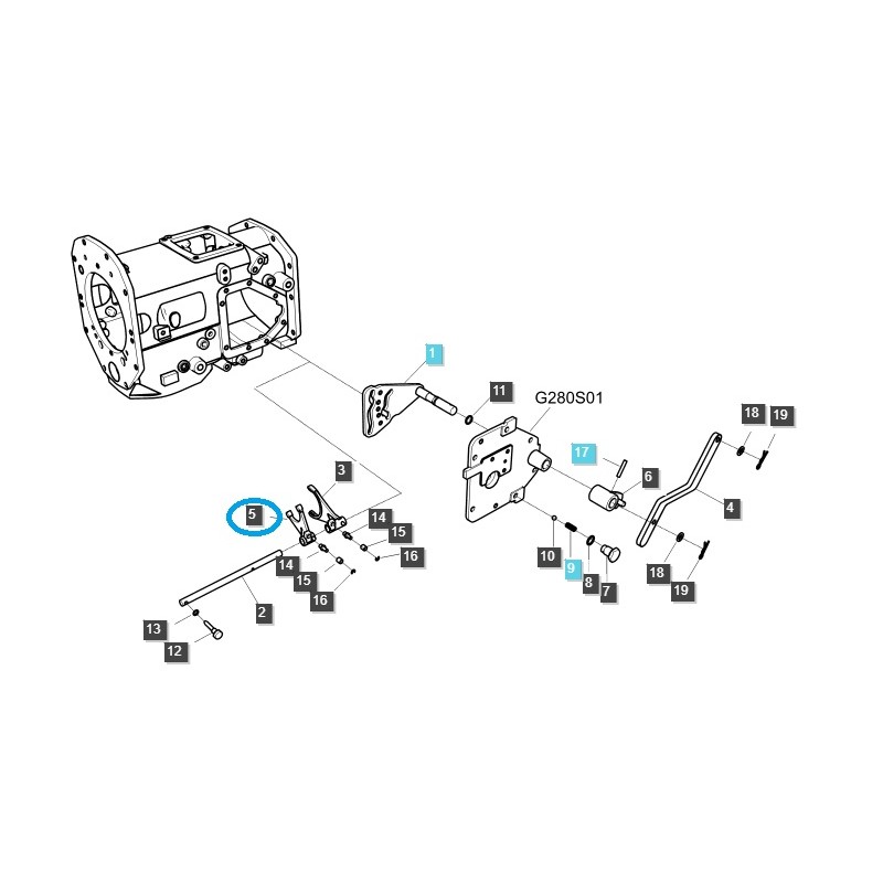 übertragung - Schaltgabel für Gangschaltung/Bereich (2-4) / TRG291 / LS Tractor 40009191