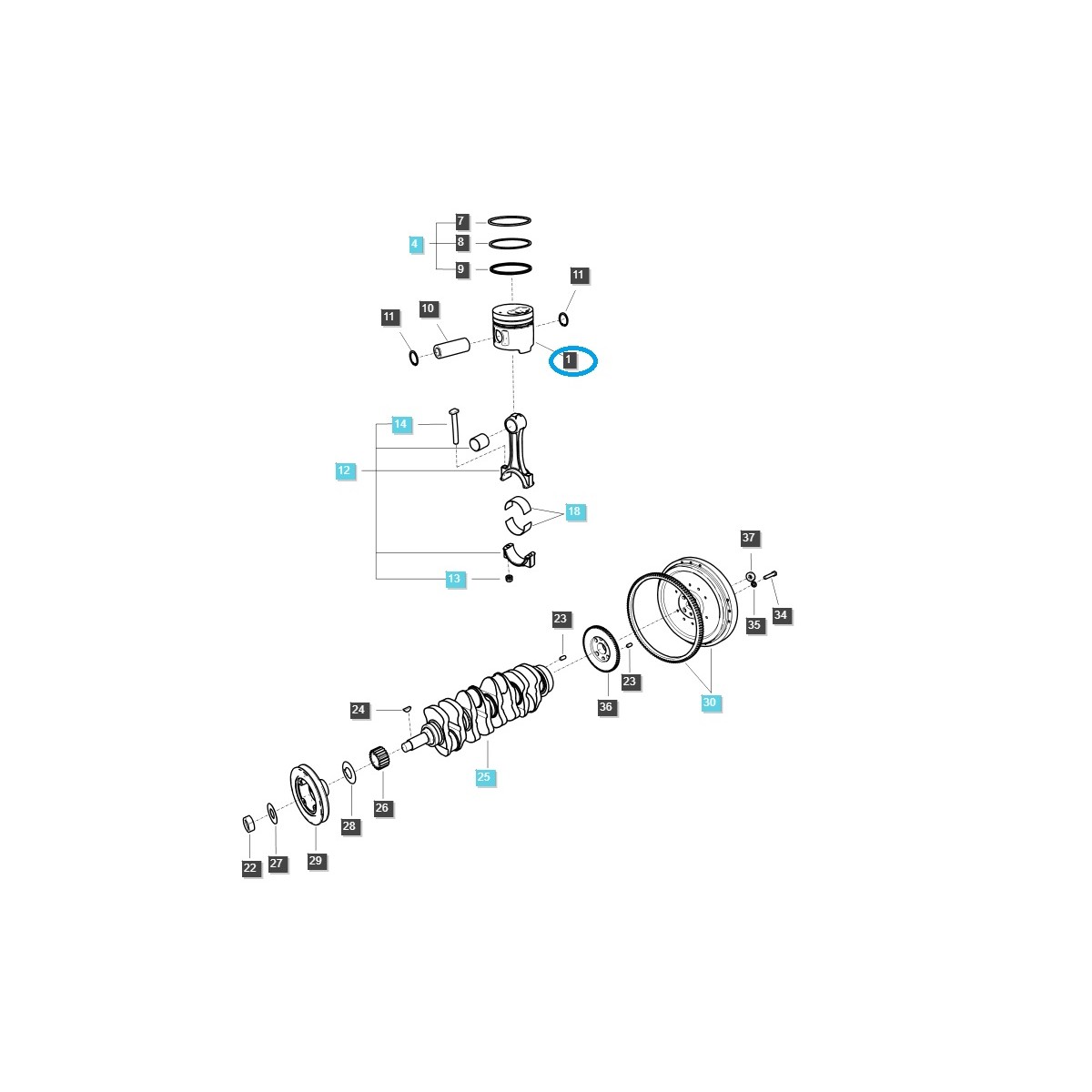 Motorkolben / S4QT / EGQ120 / LS Traktor / Nr. 40233509