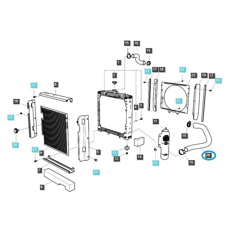 pièces pour ls - Durite de radiateur / TRG 170 / Tracteur LS / 40290029