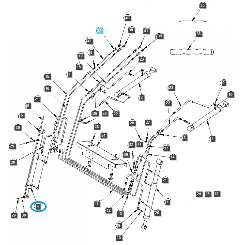pièces pour ls - Vérin de godet de chargeur / 22B902-TS / Tracteur LS / 40273379