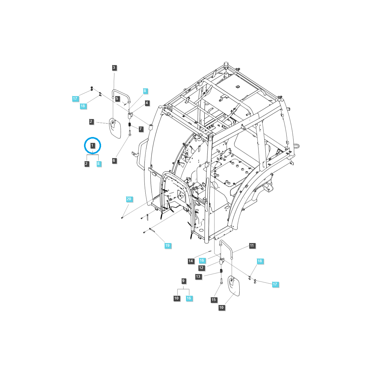copy of Vnější zrcátko / pravé / TRG869 / LS Traktor / č. 40255044