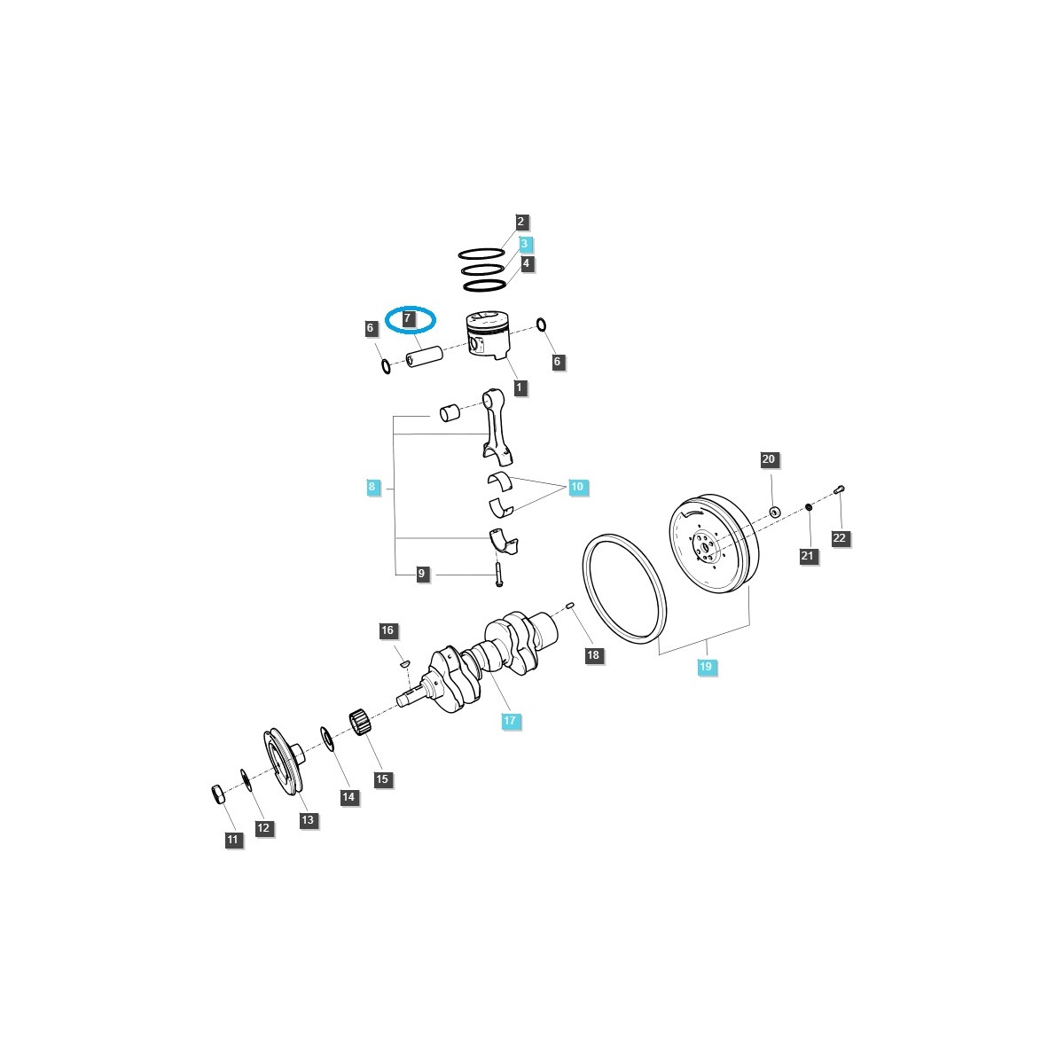 Sworzeń tłoka / EGQ120 / LS Tractor 40010195
