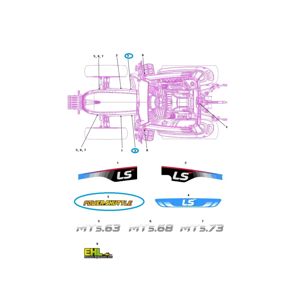 Naklejka POWER-SHUTTLE / TRG980 / LS Tractor 40222426