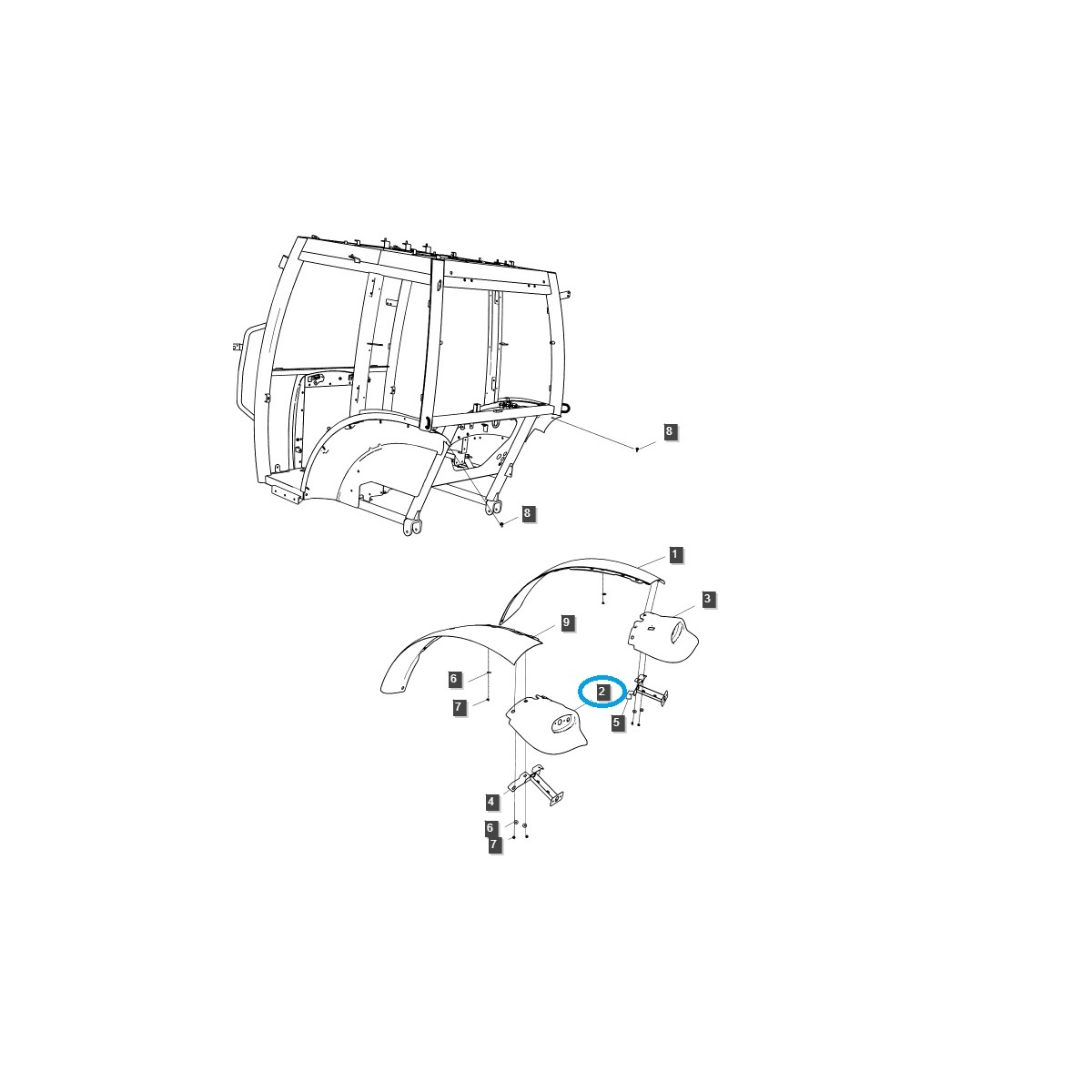 Guardabarros izquierdo para tractores / G870 / LS Tractor / n.º 40238205