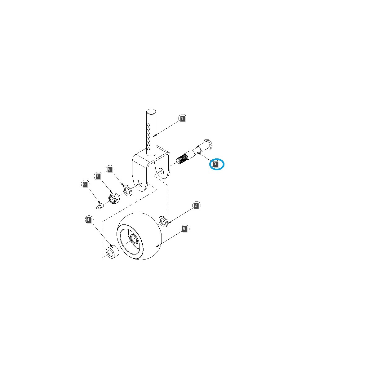 Náprava opěrného kola žacího ústrojí / LS Tractor / 40365504