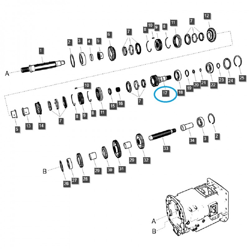 wałki - Dvojitá hřídel převodovky / TRG281 / Traktor LS / 40257837
