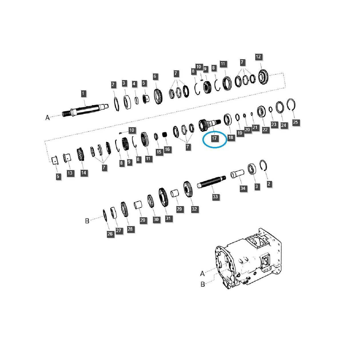 Eje de caja de cambios doble / TRG281 / Tractor LS / 40257837