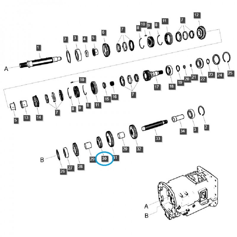 prenos - Ozubené koleso prevodovky M/DRVN 4TH / TRG281 / LS Tractor / 40310116