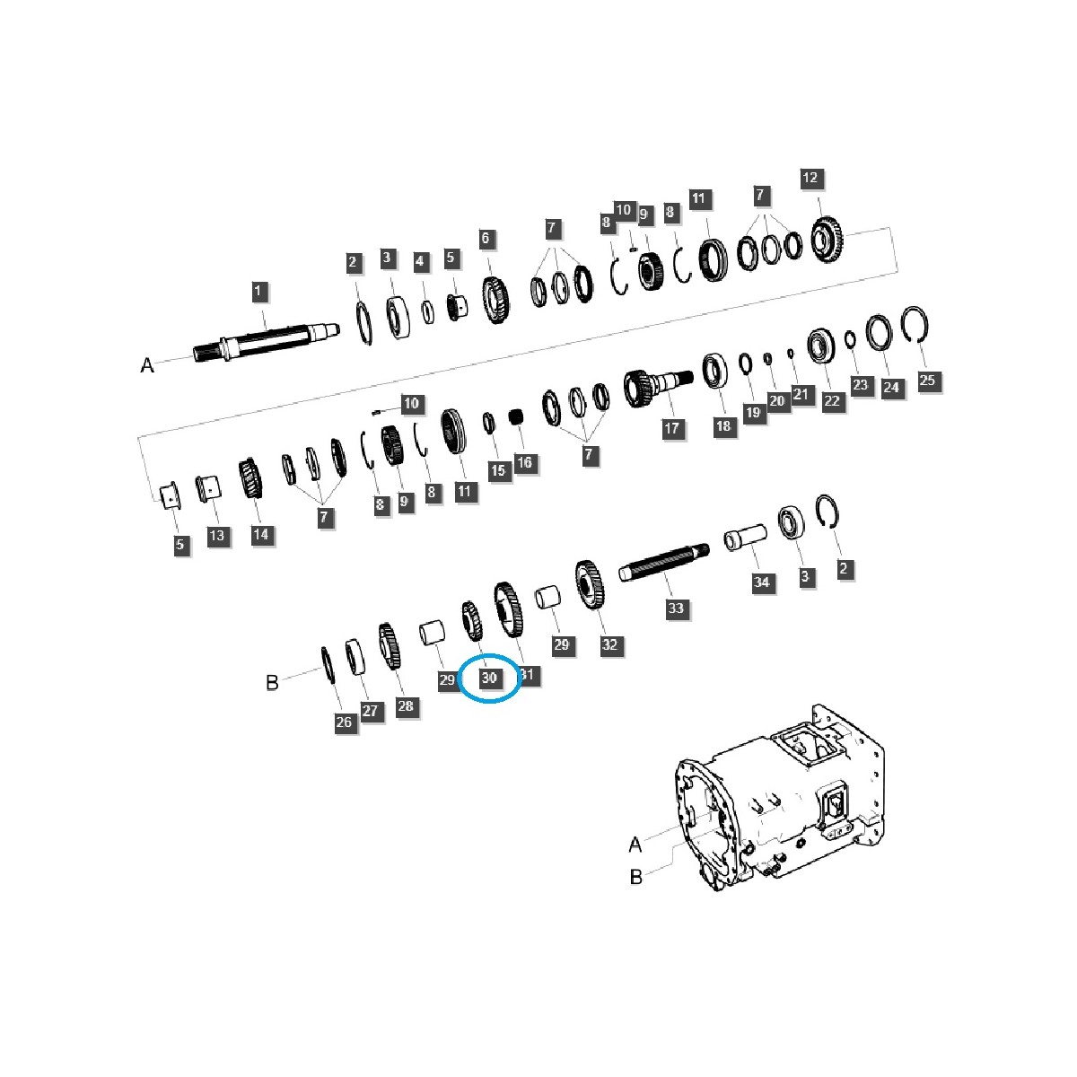 Piñón de caja de cambios M/DRVN 4TH / TRG281 / Tractor LS / 40310116