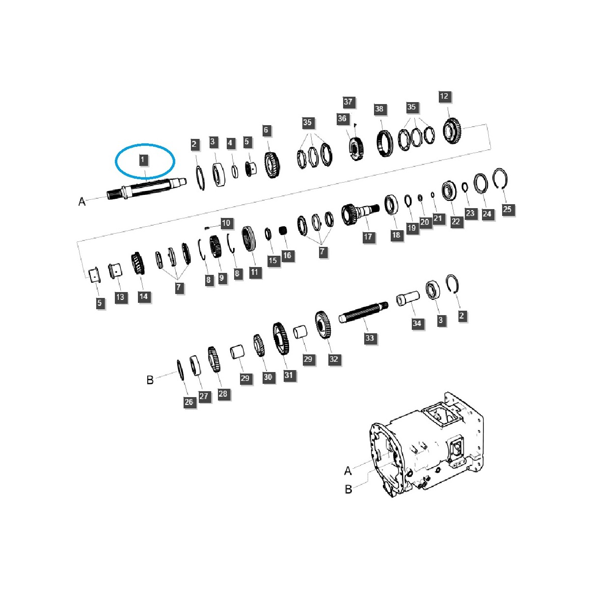 Hriadeľ prevodovky / TRG281 / LS Tractor / 40225542