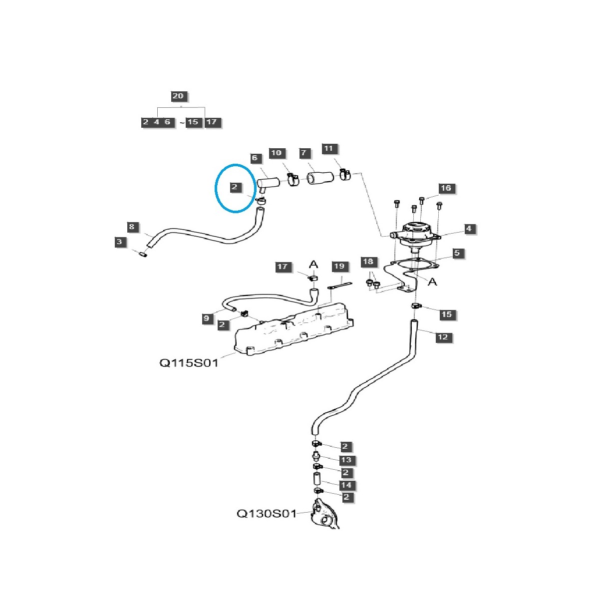 Collier de serrage pour tuyau de ventilation / EGQ300 / Tracteur LS / 40511887