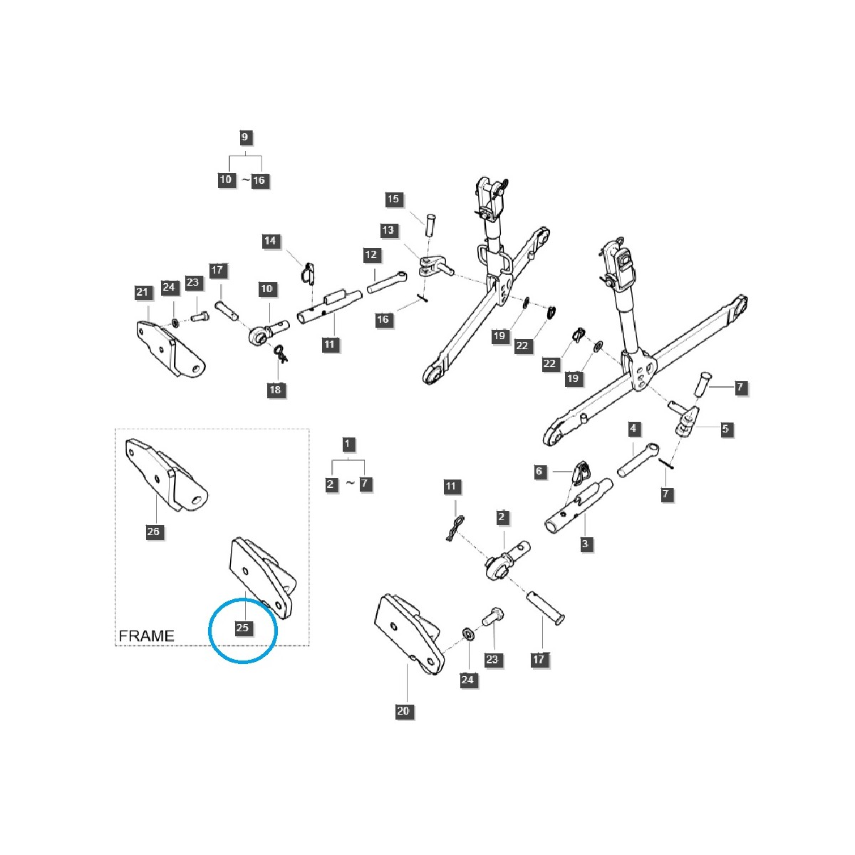 Dreipunktaufhängung links / TRG896 / XR45, XR50, XR60 / LS Traktor / 40251032