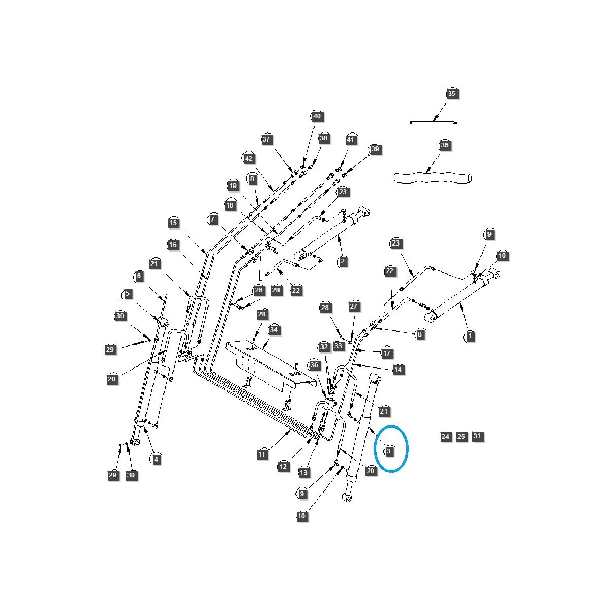 Loader bucket cylinder / LS Tractor / 40273378