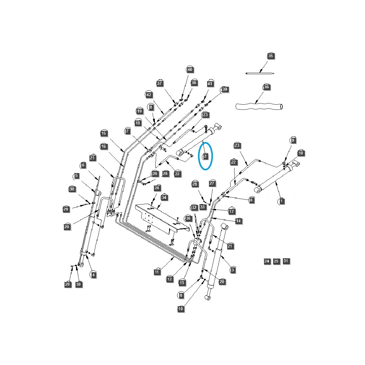 Siłownik łyżki ładowacza LL2101, prawy / ST350 / LS Tractor / 40230909
